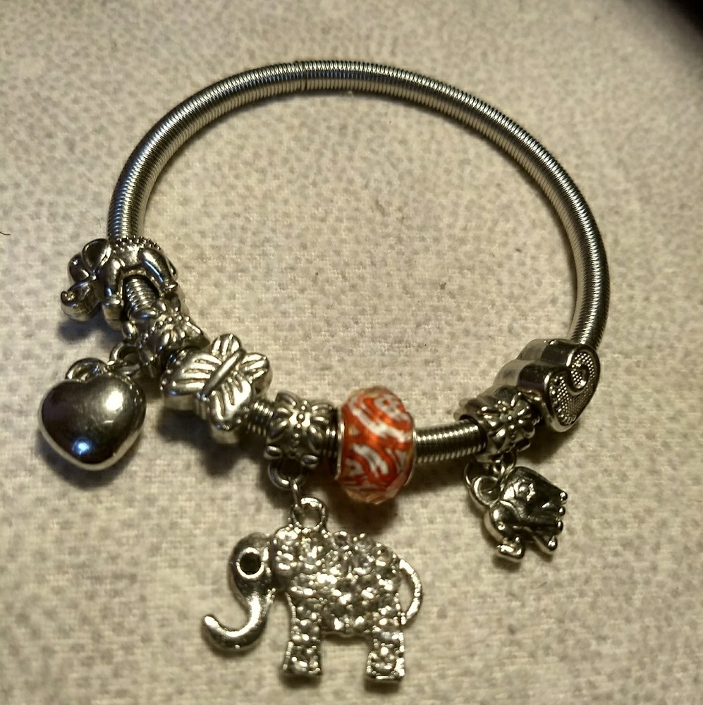 Silver Elephant Charm Bracelet
